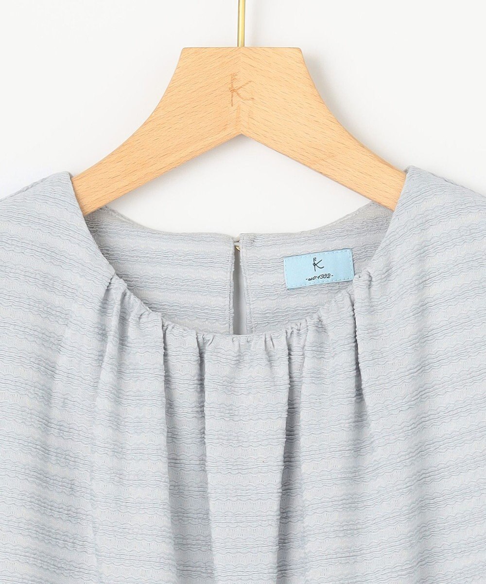 組曲 L 【WEB限定】ボーダージャガード タック袖ブラウス 