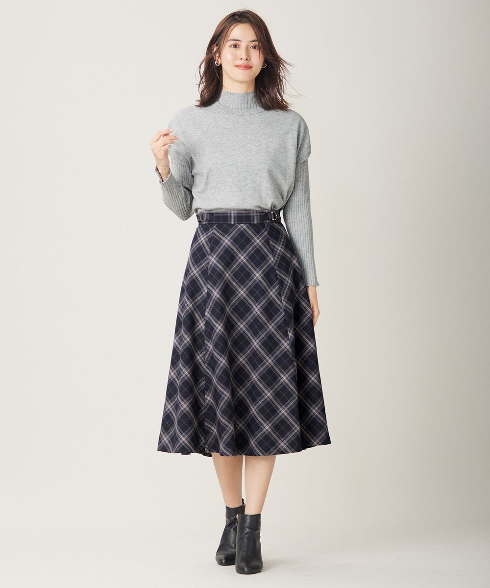 ANY SIS 【洗える】ベルトポイントフレア スカート 