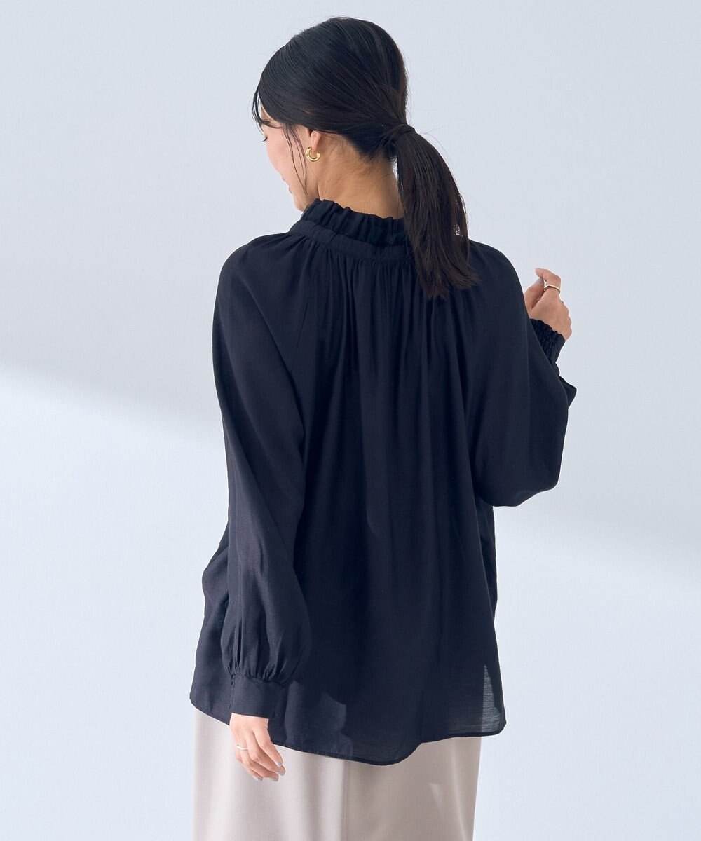 YECCA VECCA スタンドカラーシアーリボンブラウス 