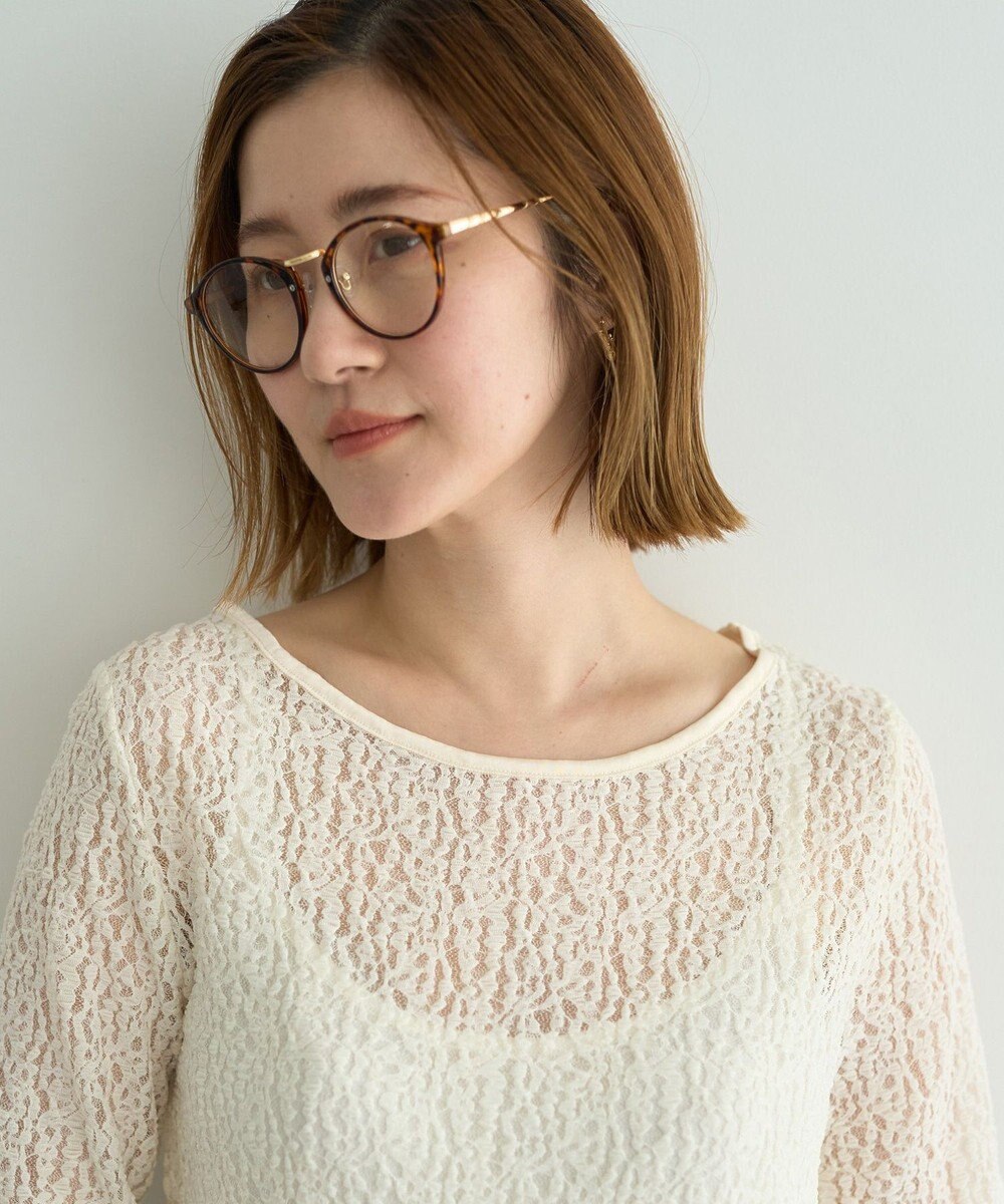 YECCA VECCA 5分袖レースシアートップス 
