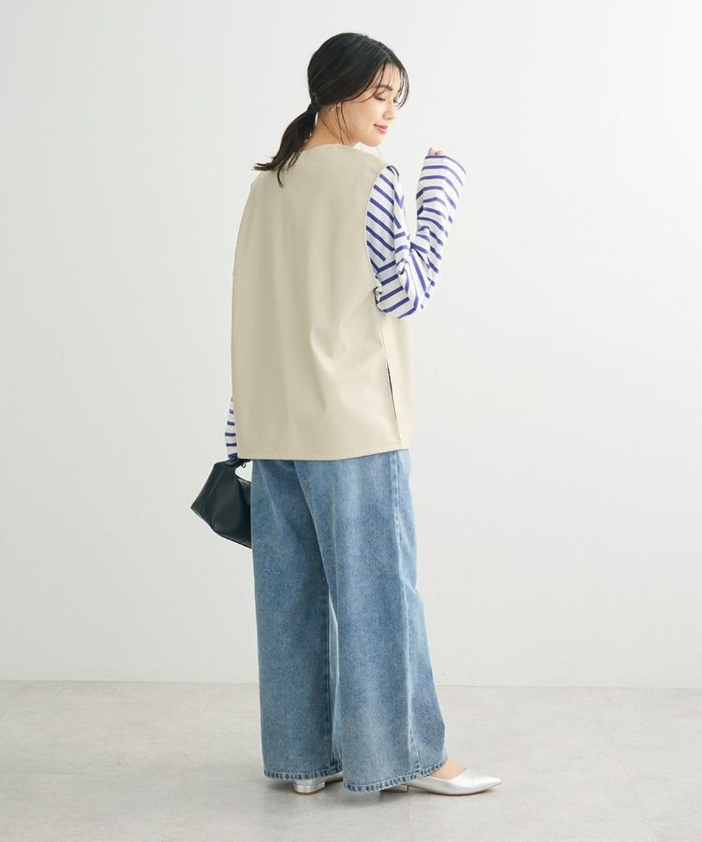 Green Parks フェイクレザーＶネックベスト 