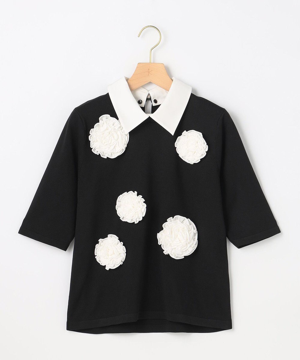 組曲 S 【組曲×setsuko sagittaire】ボンボンフラワー襟付き ニット 