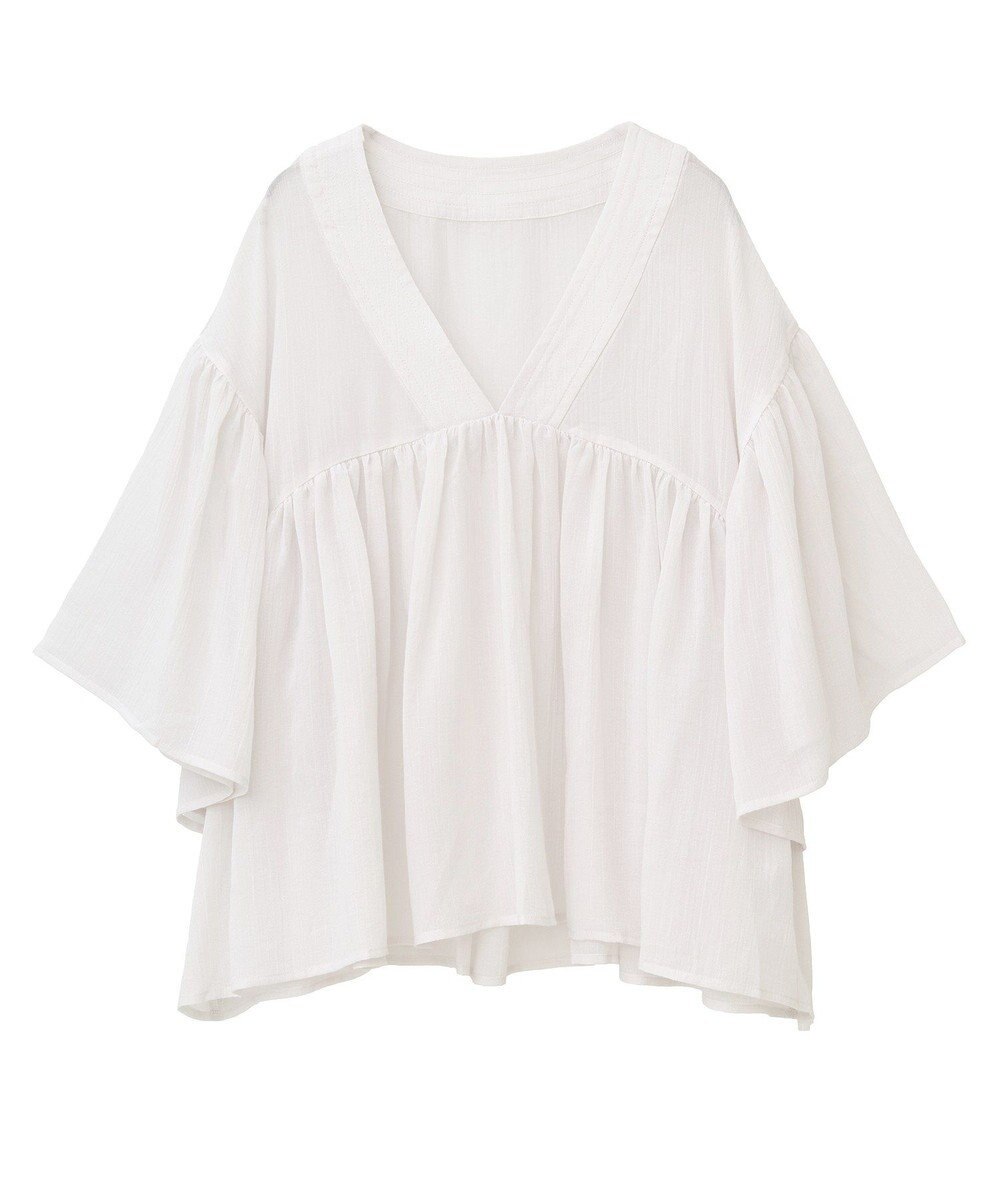 earth music&ecology Ｖネックギャザーブラウス 