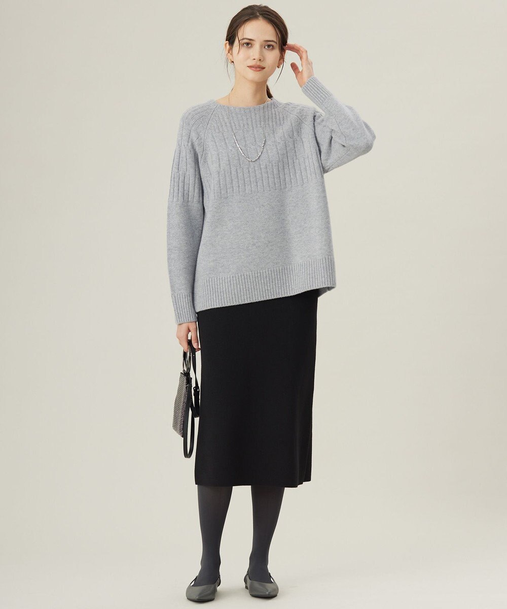 自由区 【洗える】ウールカシミヤブレンドケーブル ニット 