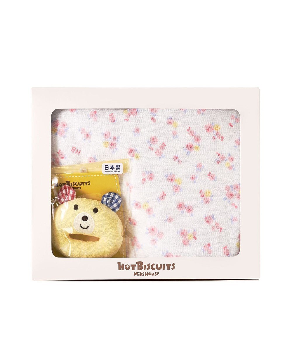 MIKI HOUSE HOT BISCUITS ガーゼバスタオル＆ラトルギフトセット【BOX付き】 