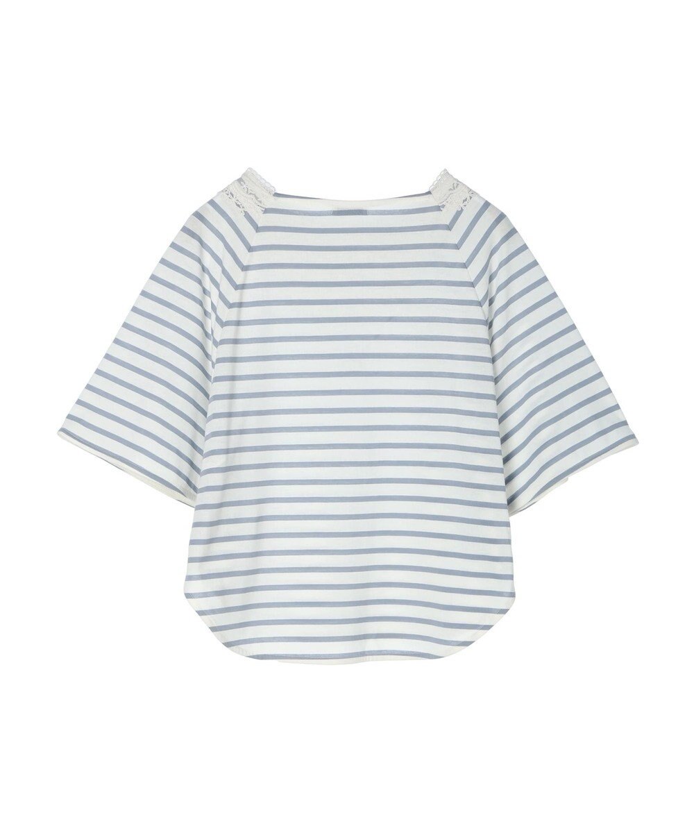 earth music&ecology 襟レースボーダーポンチョ 