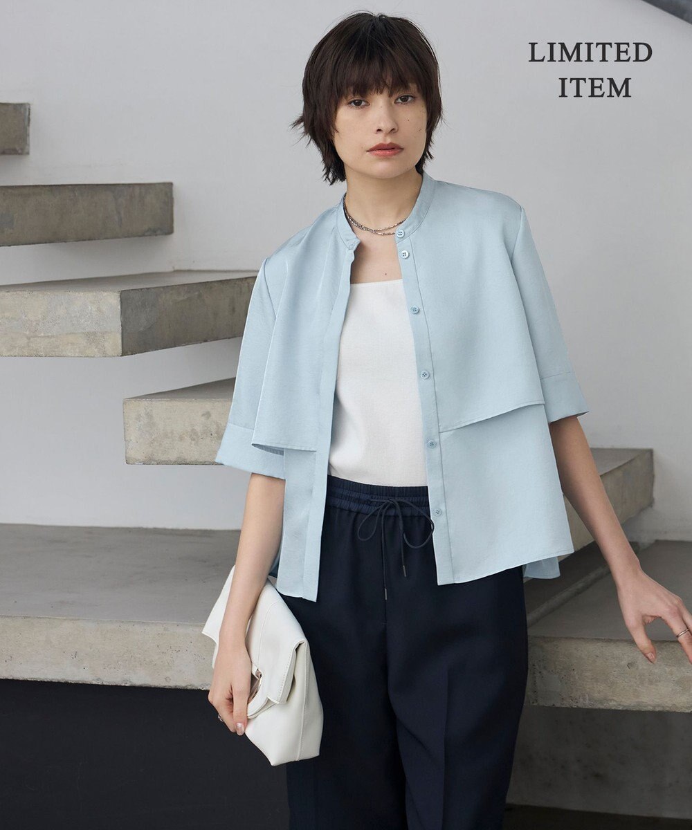 ICB L 【WEB限定・接触冷感・速乾・洗える】シルキーツイル 半袖クロップドシャツ 