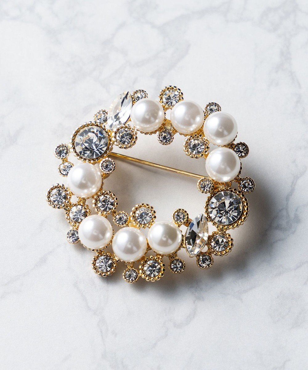 23区 ビジューMIX サークル ブローチ 