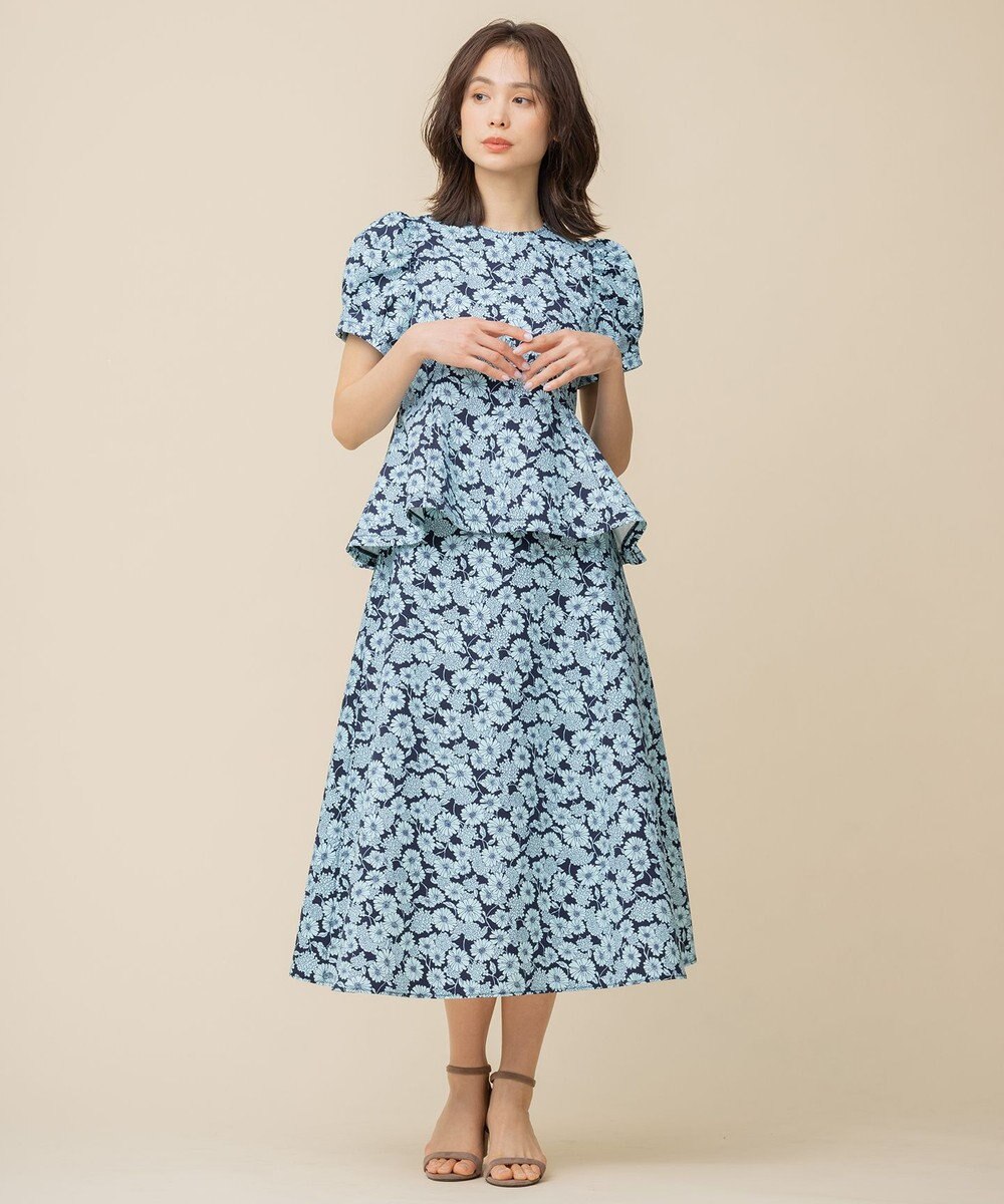 組曲 【組曲×setsuko sagittaire】バイカラーフラワープリント フレアスカート 