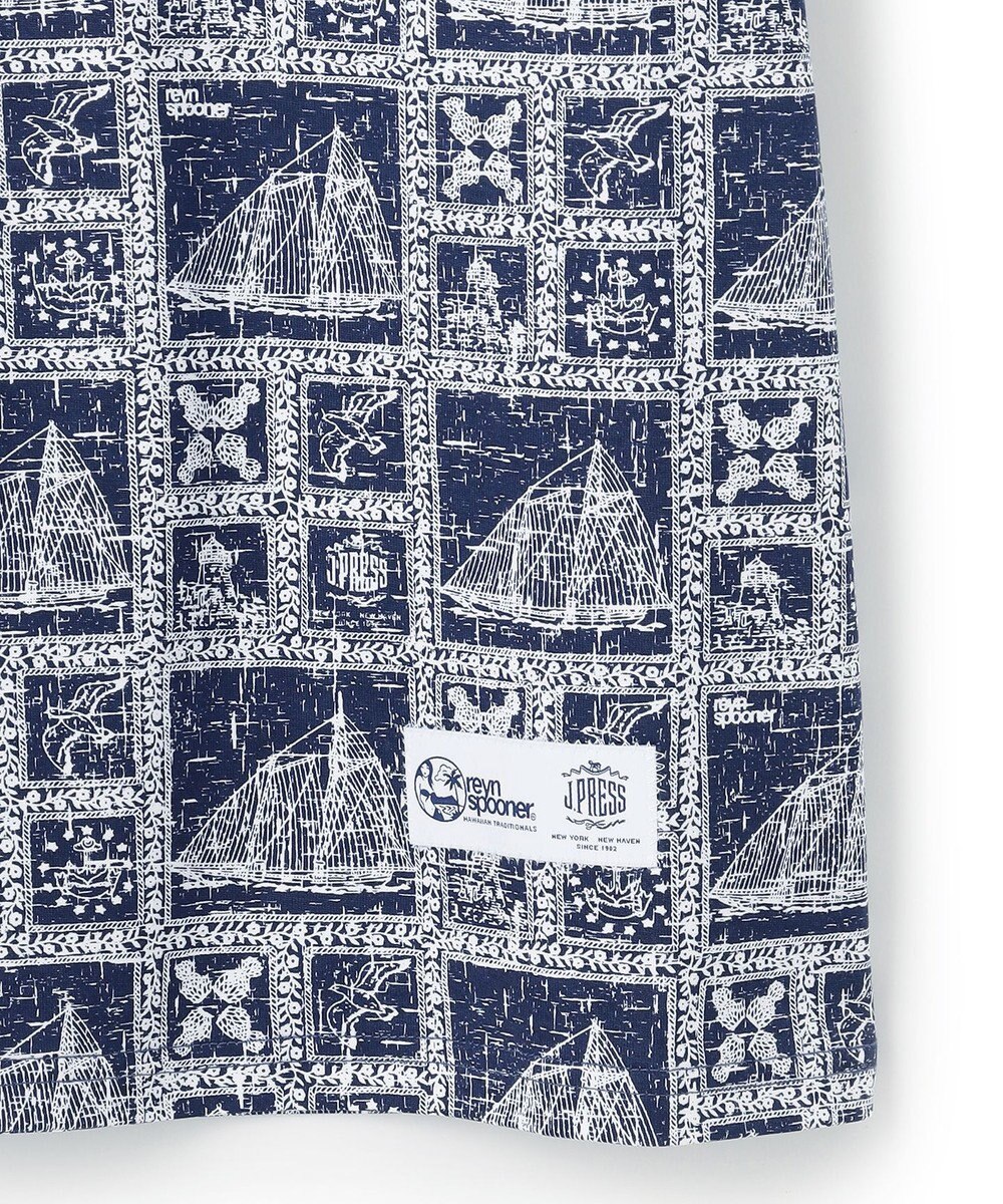J.PRESS MEN Reyn spooner×J.PRESS 総柄クルーネック ポケットTシャツ 