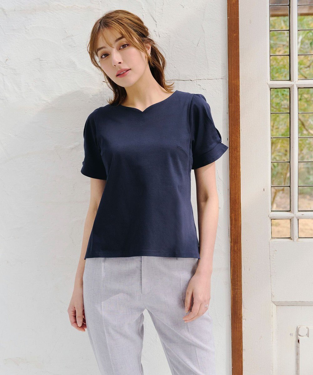 Tiaclasse 【UVケア・接触冷感】“あまラク” ハートネックカットソートップス 