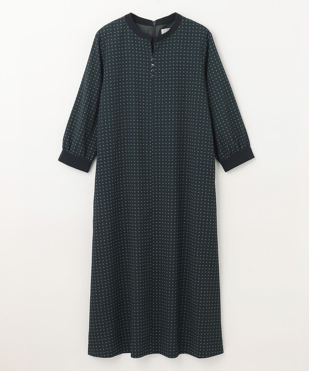 J.PRESS LADIES 【洗える】シュリンクデシン ジオメトリックプリント ワンピース 