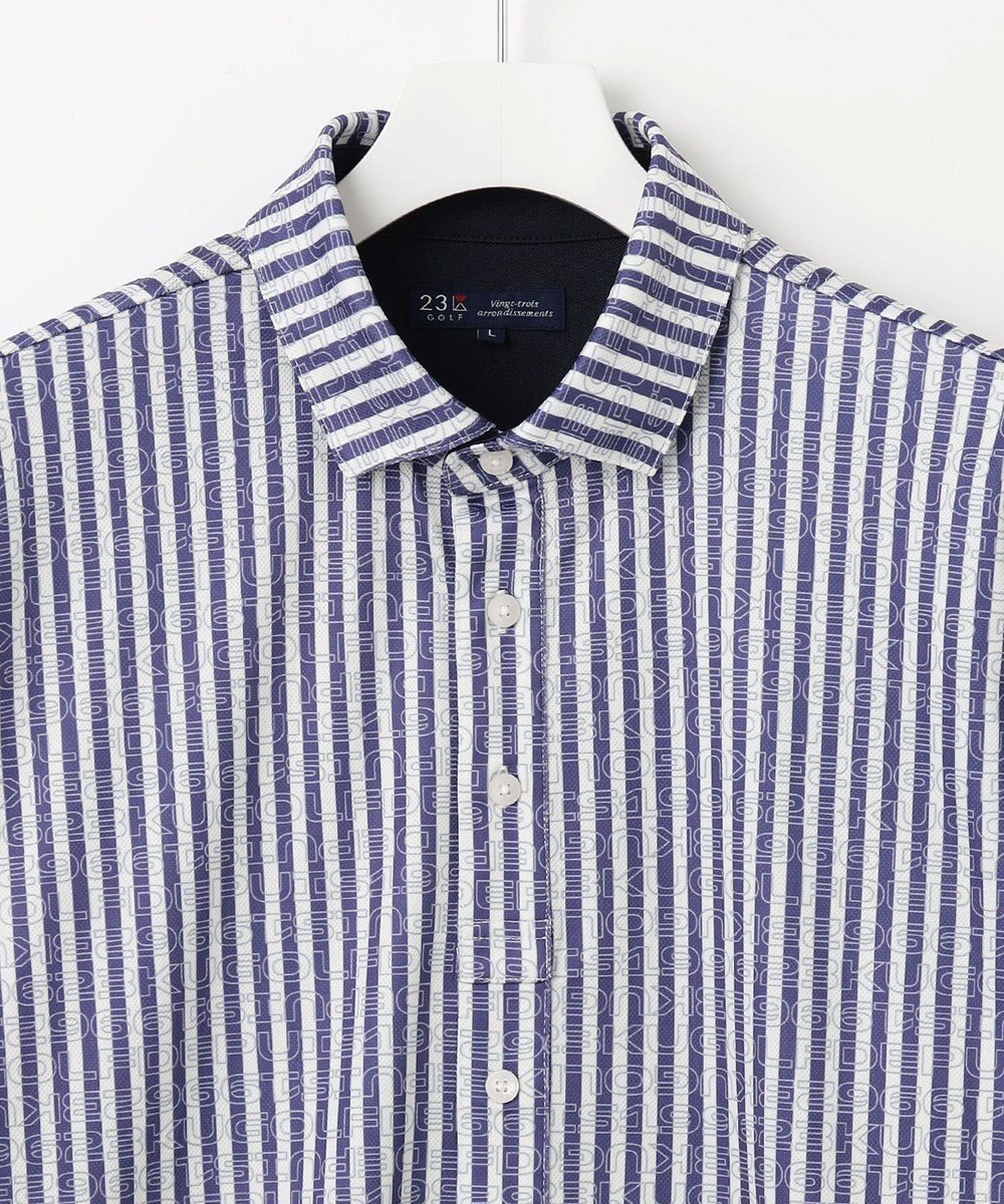 23区GOLF 【MEN/キングサイズ】【吸水速乾/UVカット】ストライプロゴ 長袖シャツ 