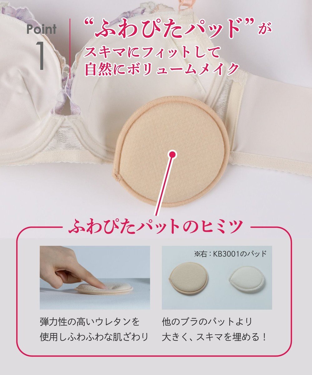 Wing ブラジャー バストとカップのすきまにフィット 自然にボリュームメイク ソフトなつけごこち 【スキマフィットブラ】 Aカップあり 小さいサイズ ブラ KB2364 ウイング／ワコール 