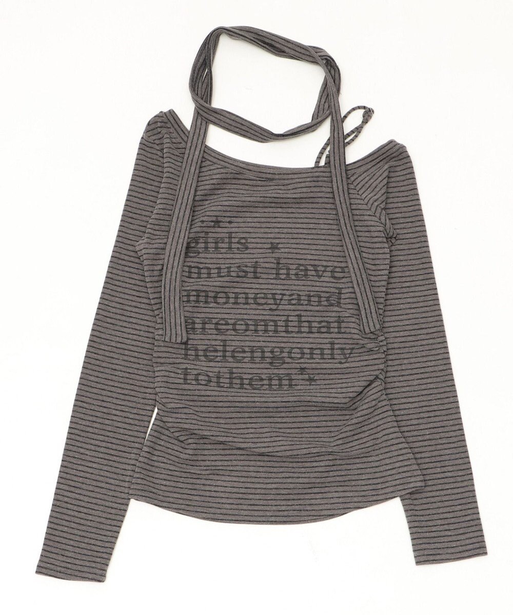 WEGO チョーカー付きボーダーロゴトップ 