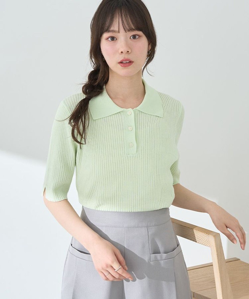 earth music&ecology 半袖ポロニットプルオーバー 