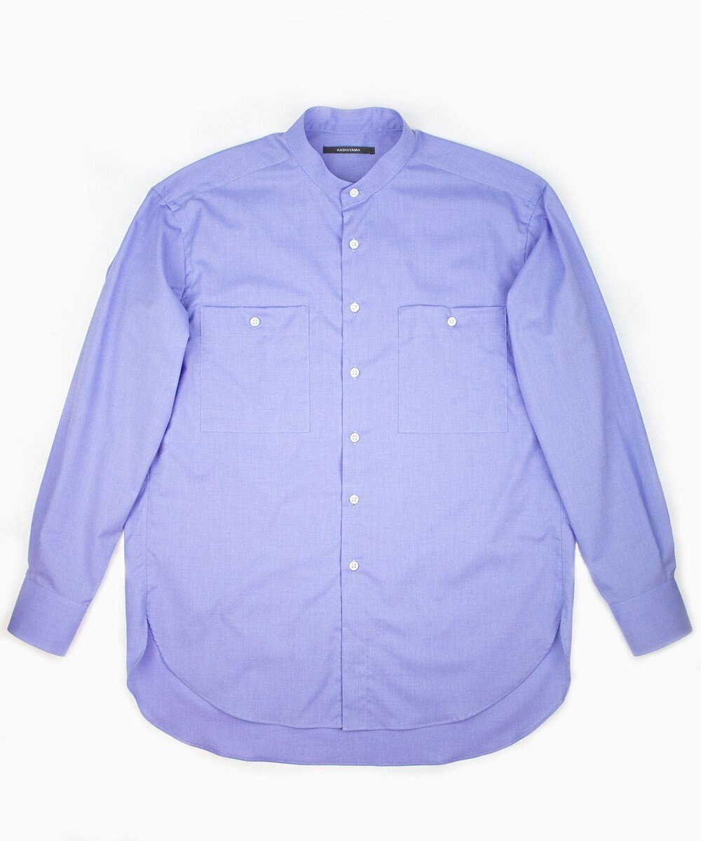 KASHIYAMA GIZA 100/2 バンドカラーシャツ 