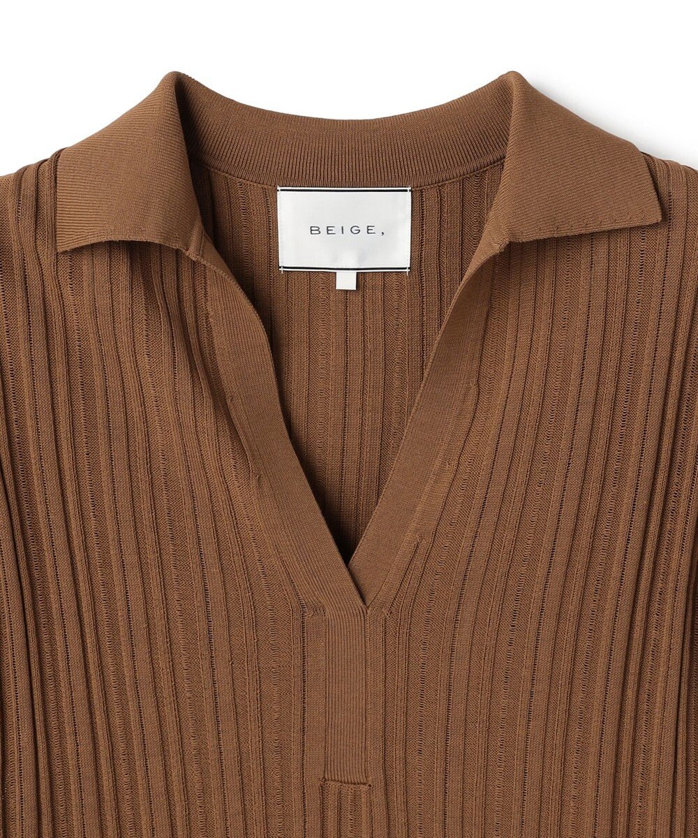 BEIGE， LABRADO / ランダムリブ スキッパーニット 