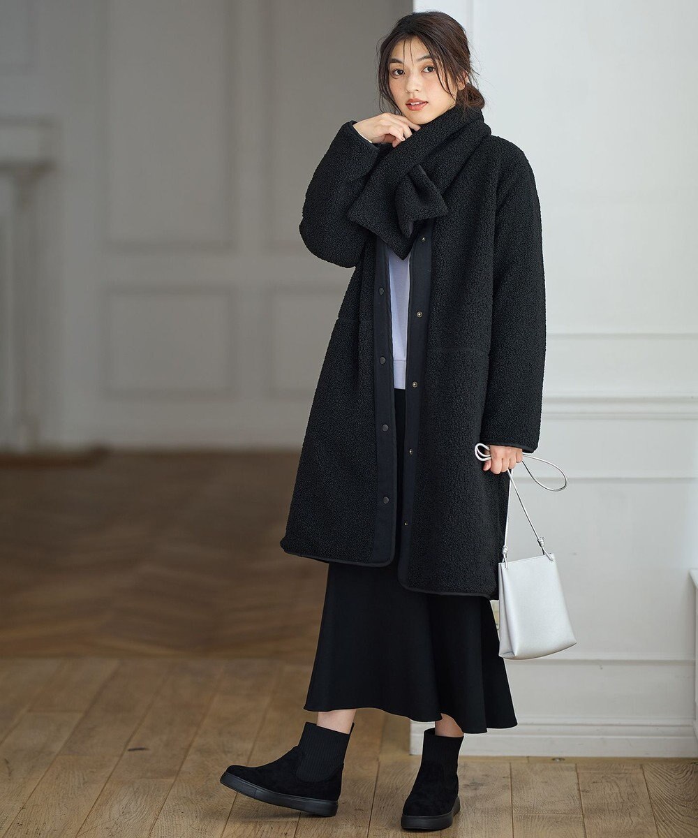 ANY L 【マフラー付き】キルトリバーシブルコート 