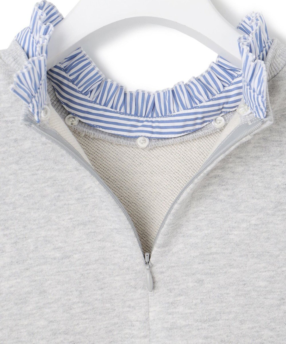 23区 【洗える】クリアコットンテリー ストライプフリル スウェット 