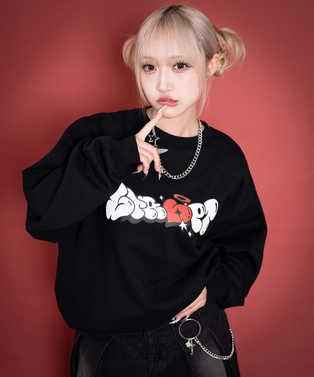 WEGO 【ユニセックス着用ITEM/MLサイズ展開】ハートモチーフプルオーバー 