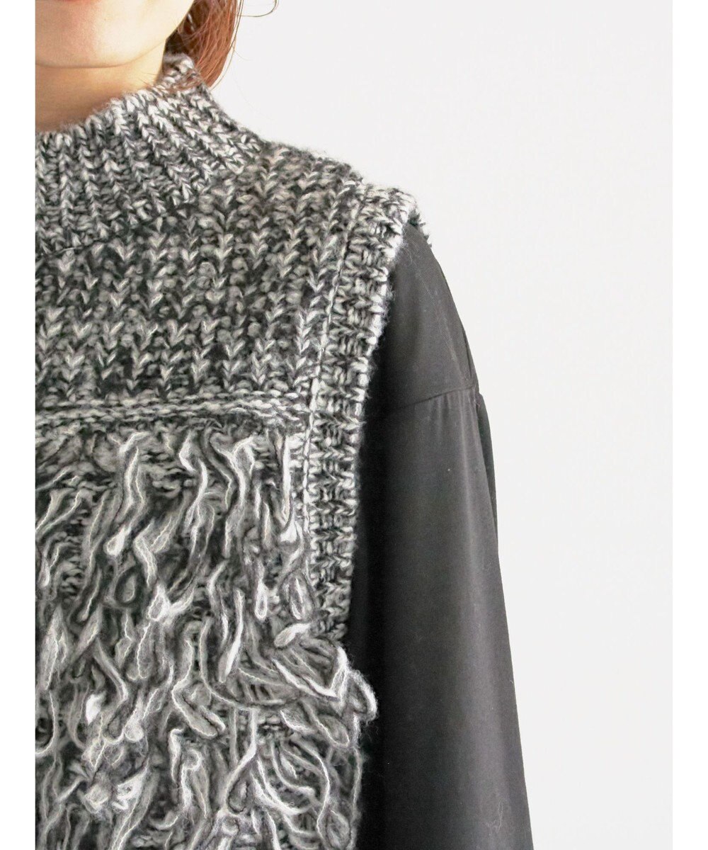 Te chichi ループ編みコンパクトジップベスト 