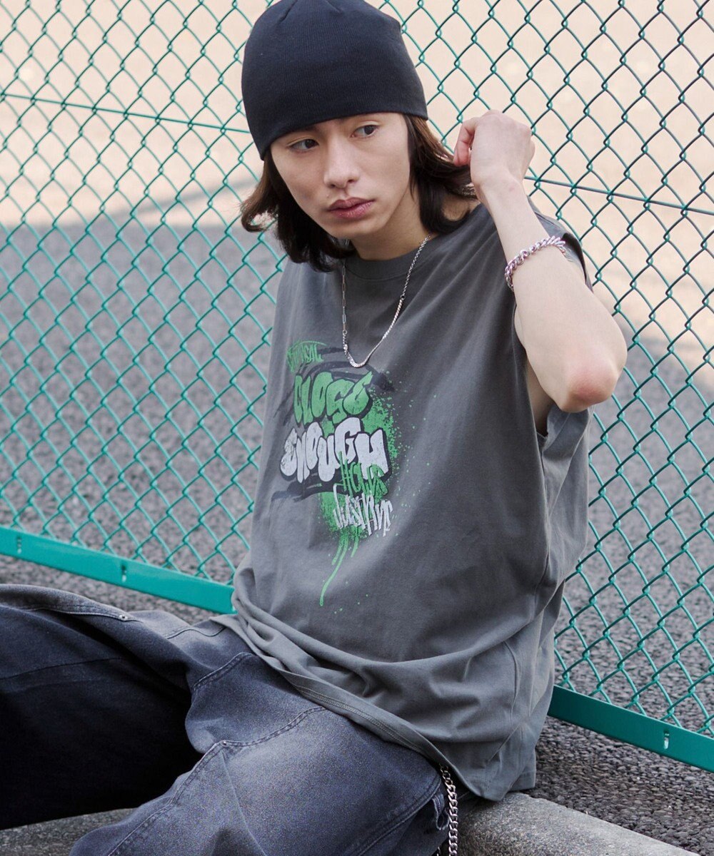 WEGO 【ユニセックス着用ITEM/MLサイズ展開】グラフィックBIGノースリーブ 