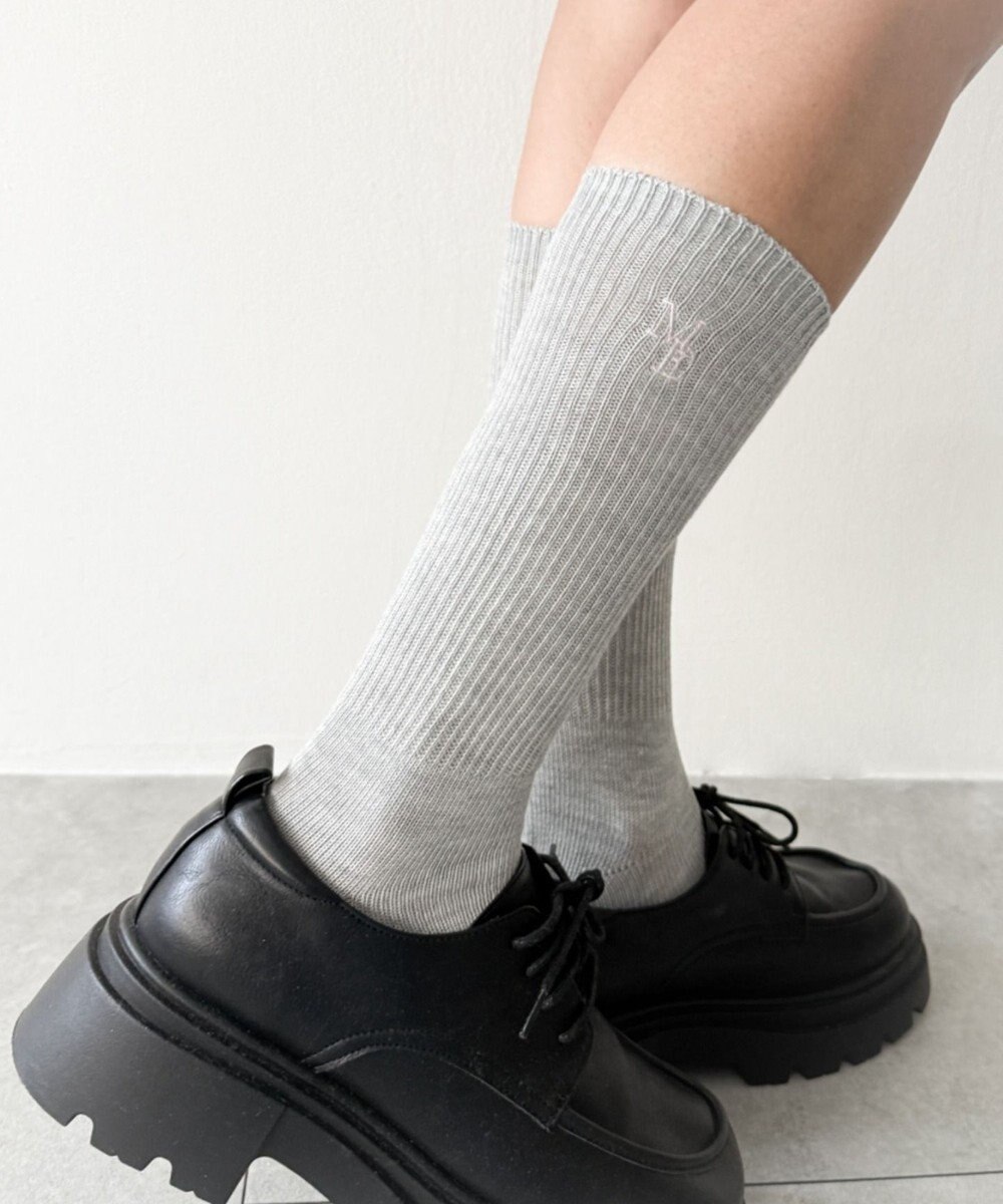 WEGO 刺繍ロゴローゲージゆるリブソックス 