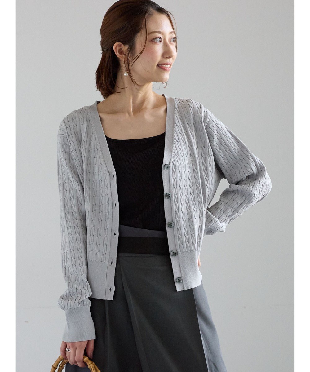 Te chichi ミニケーブル刺繍Vネックカーディガン 