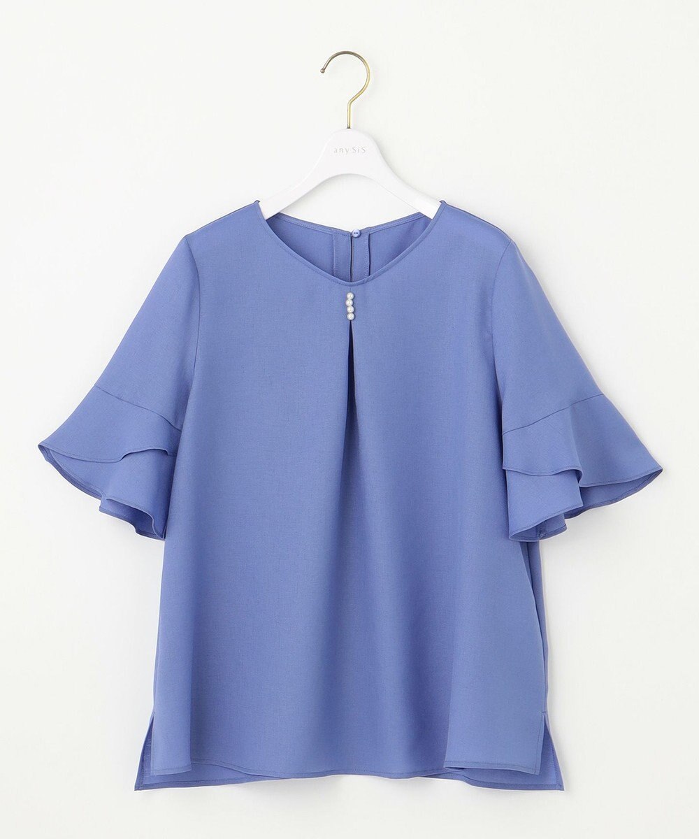 ANY SIS S 【接触冷感・UVカット・速乾】スムージーポリエステル フレアスリーブ ブラウス 