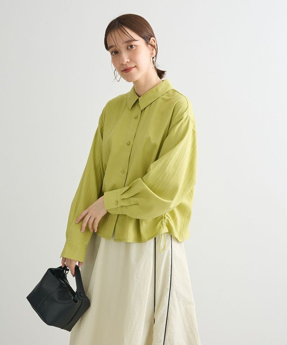 Green Parks サイドドロストショート丈シャツ（無地） 