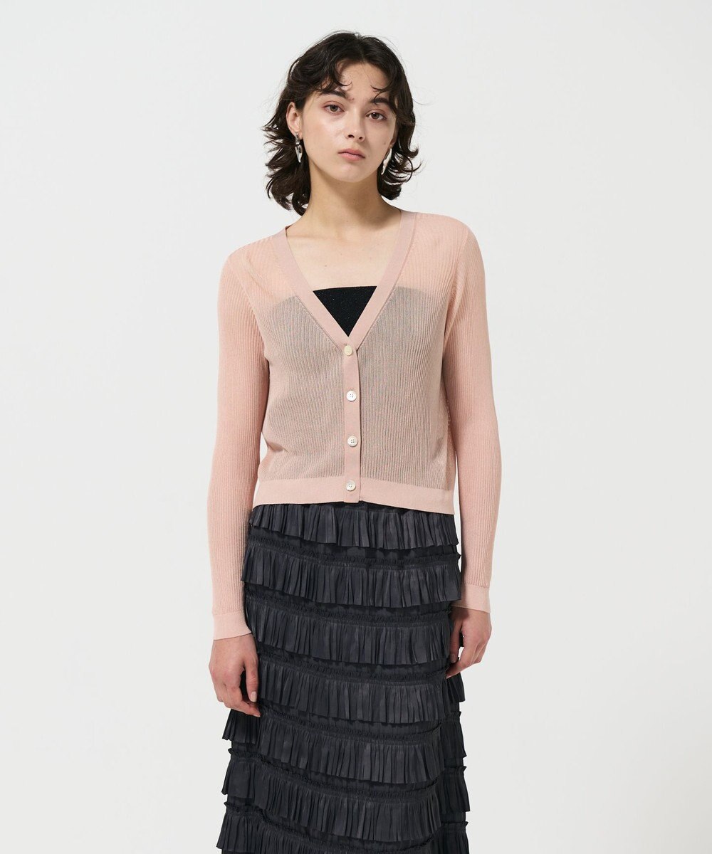 GRACE CONTINENTAL リブシアーニットカーディガン 