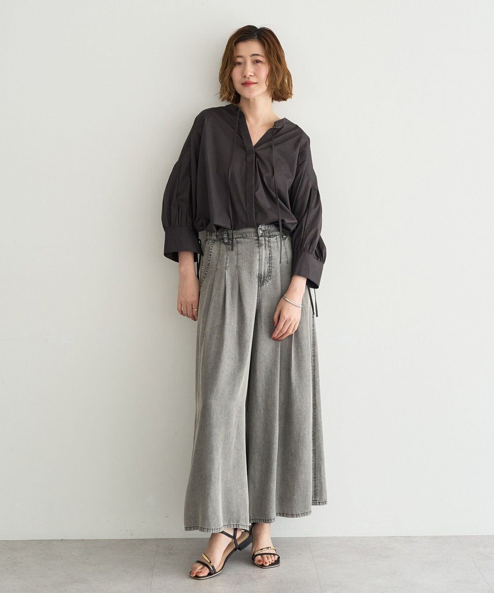 YECCA VECCA バイオ加工ヴィンテージデニムワイドパンツ 