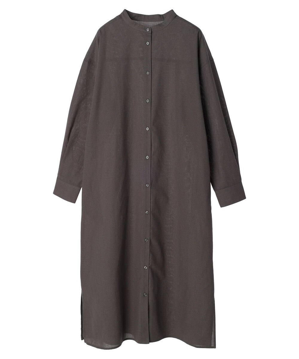 Green Parks 綿麻混バンドカラーシャツワンピース 