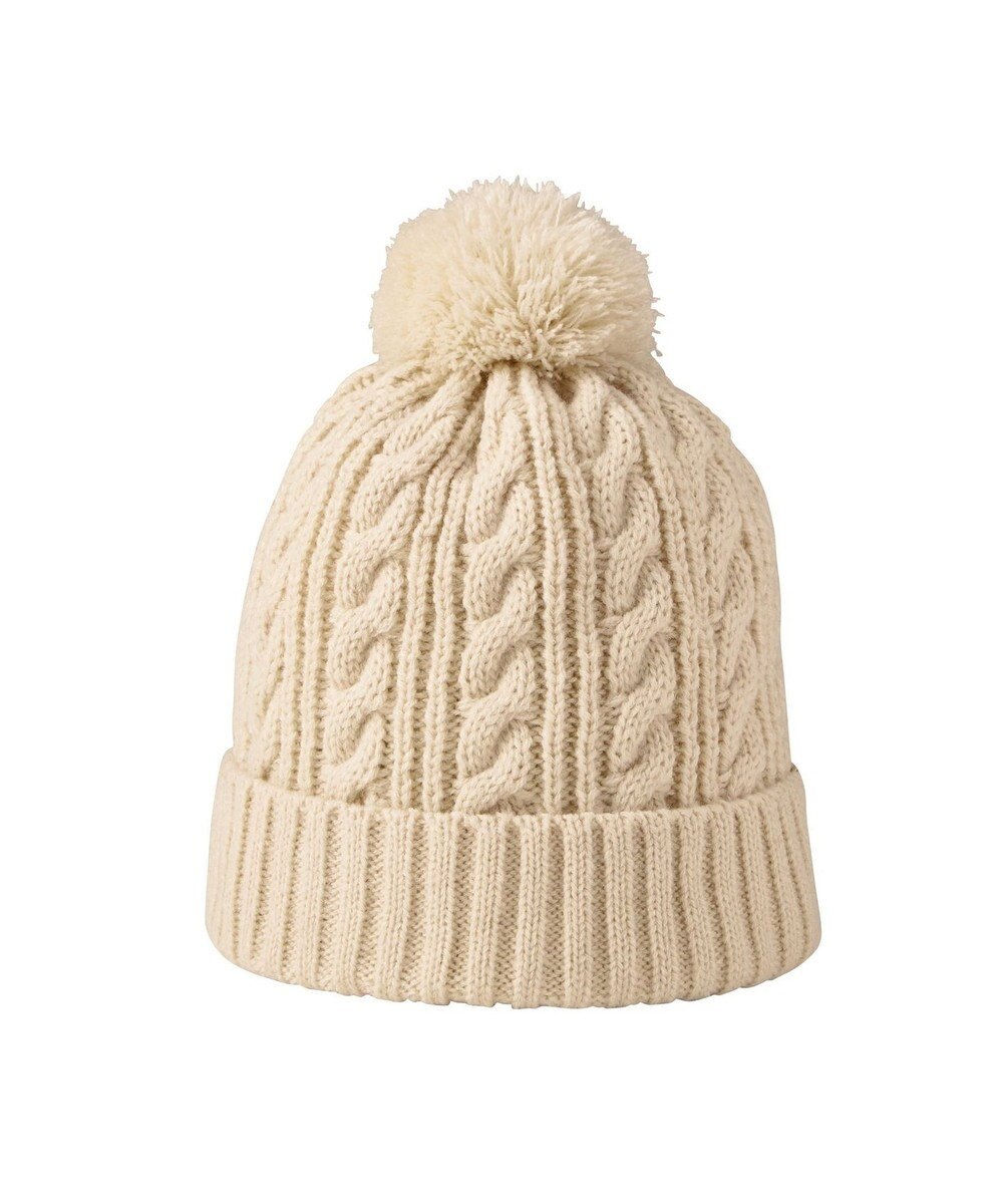 MIKI HOUSE HOT BISCUITS 【46-56cm】 ぼん天付きケーブル編みニット帽子 