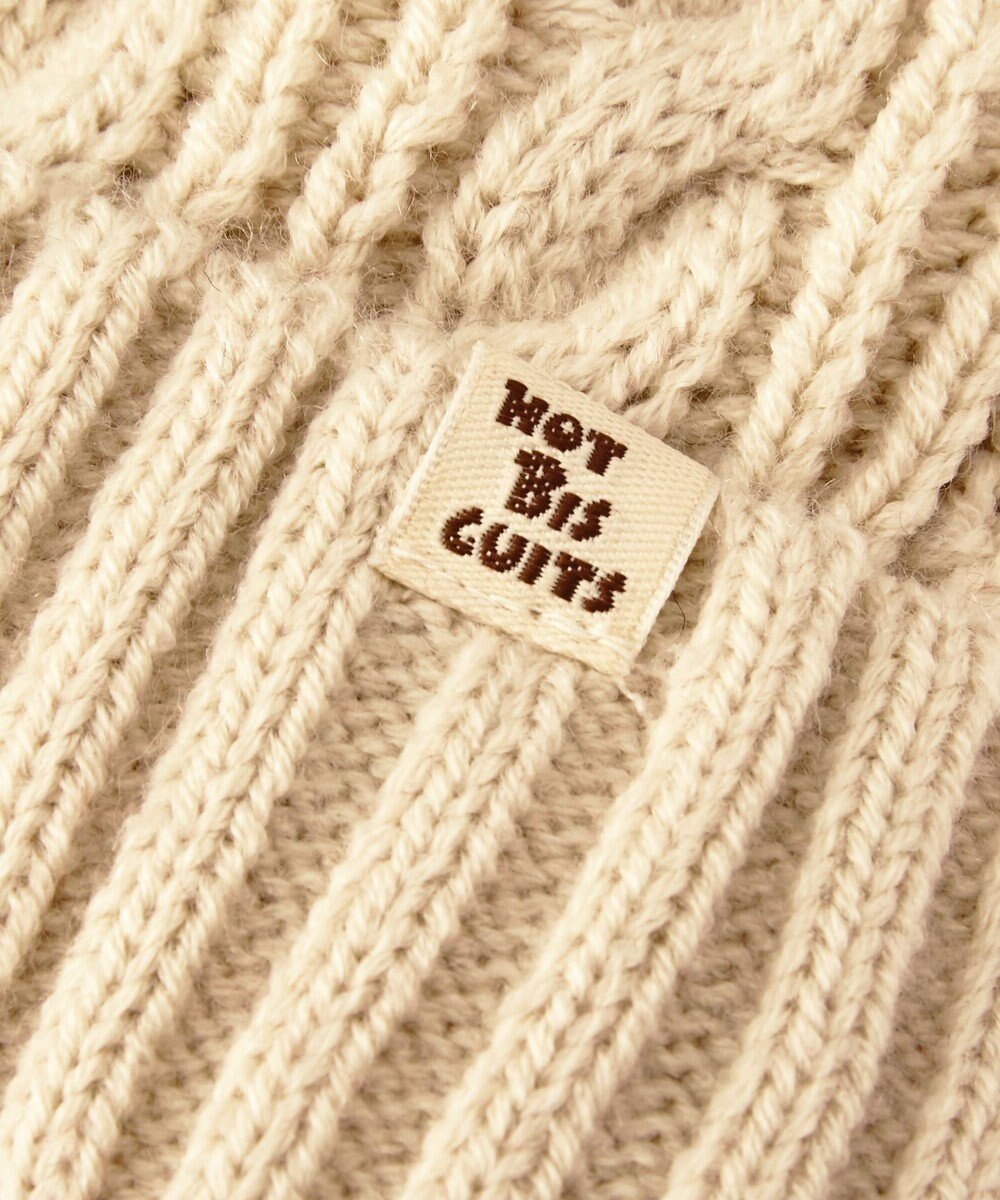 MIKI HOUSE HOT BISCUITS 【46-56cm】 ぼん天付きケーブル編みニット帽子 