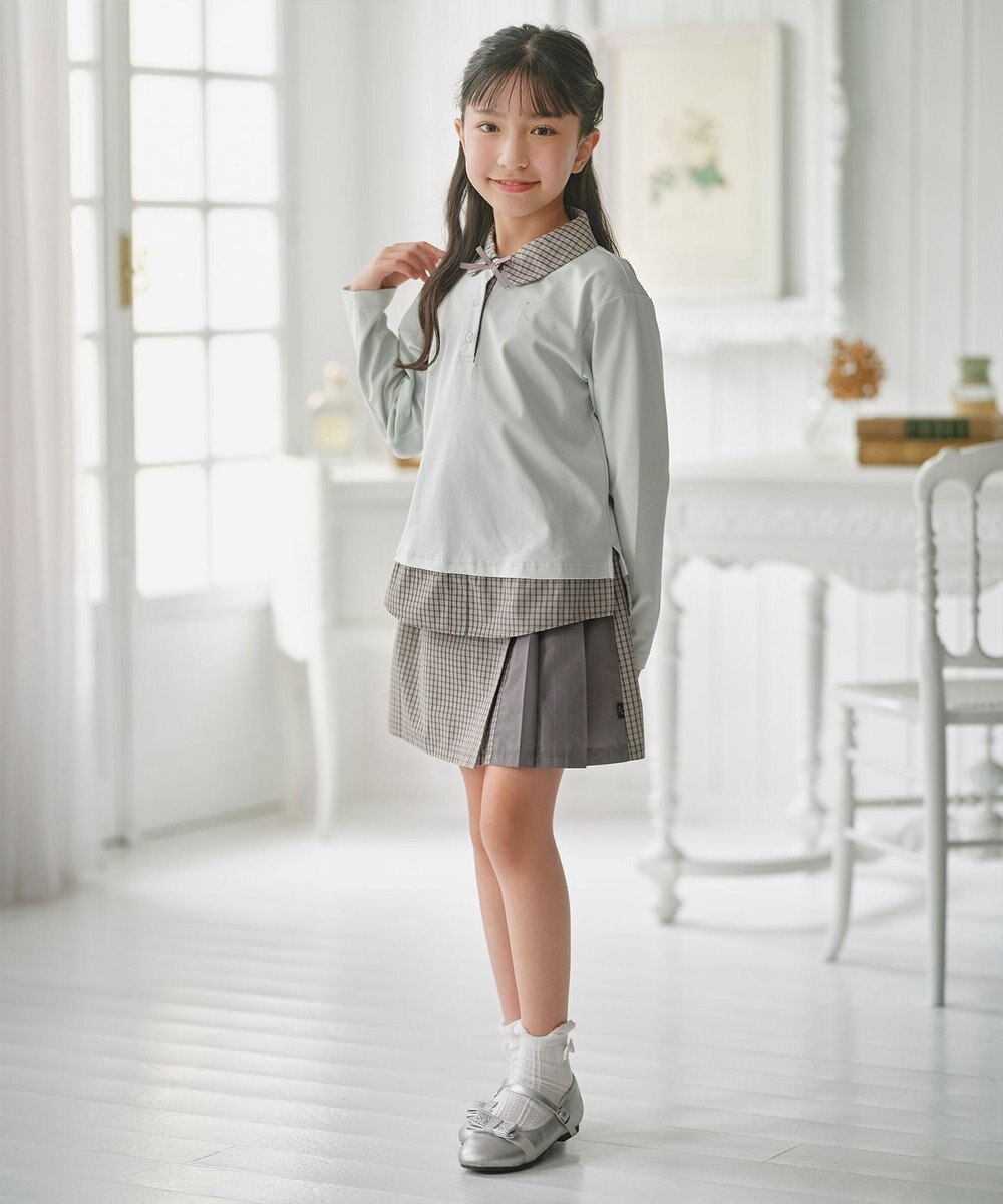 組曲 KIDS 【150-160㎝】 ミニチェック レイヤードトップス 