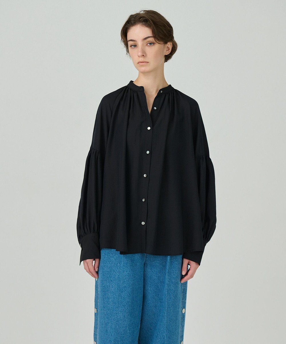 GRACE CONTINENTAL タイ付ギャザーシャツ 