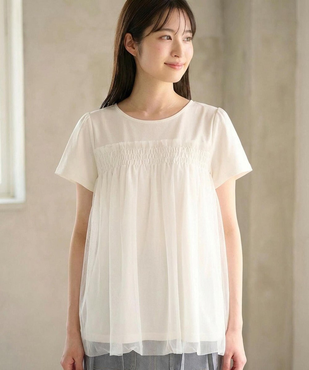 Feroux 【汗ジミが目立たない・洗える】バルーンチュール Tシャツ 