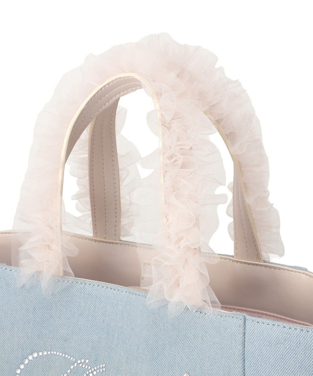 Maison de FLEUR チュールハンドルラインストーンデニムトート 