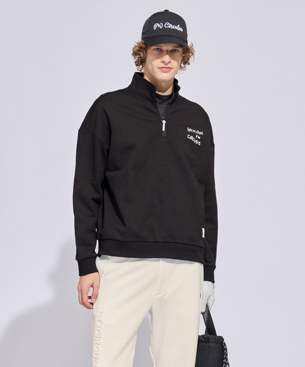 PW CIRCULUS 【MEN】ハーフジップ 裏毛スウェットトップス ゴルフ 