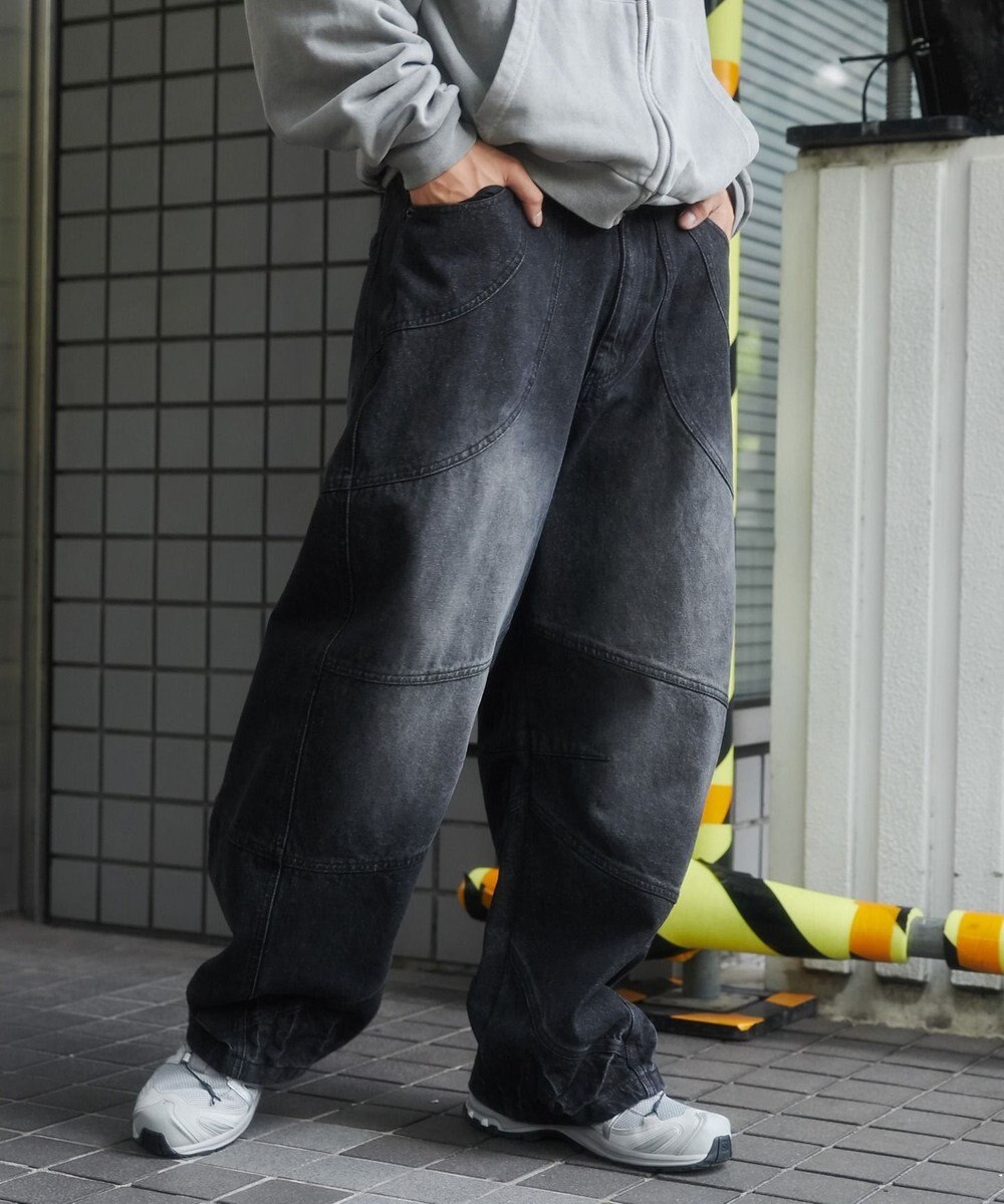 WEGO スーパービッグバレルレッグデニムパンツ 