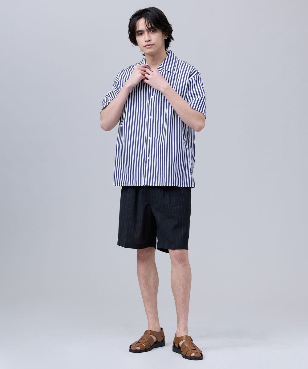 J.PRESS MEN 【J.PRESS ORIGINALS】Broad Stripe Open Half Sleeve Shirt / Baggy-Fit 