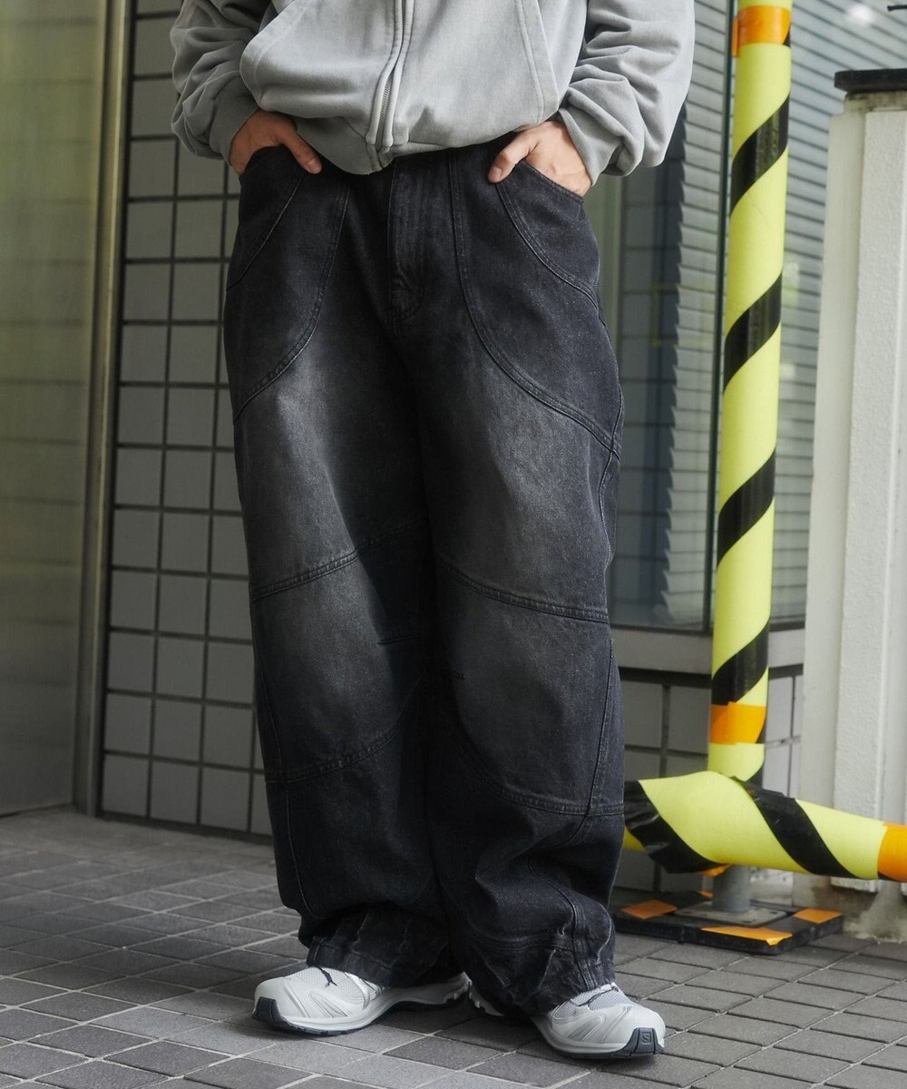 WEGO スーパービッグバレルレッグデニムパンツ 