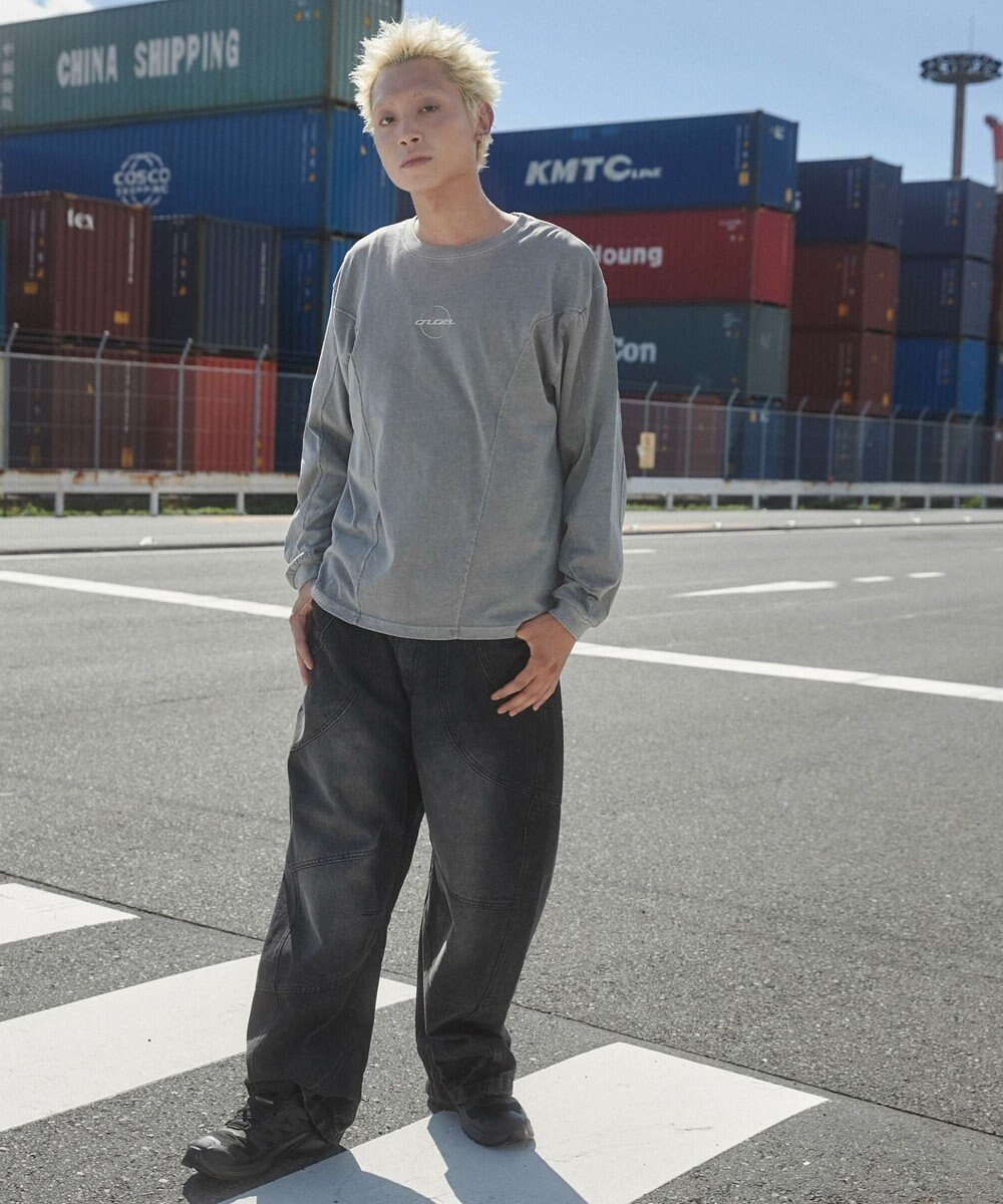 WEGO スーパービッグバレルレッグデニムパンツ 