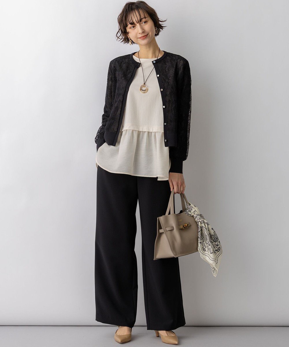 23区 L ストレッチダブルクロス ワイドパンツ 