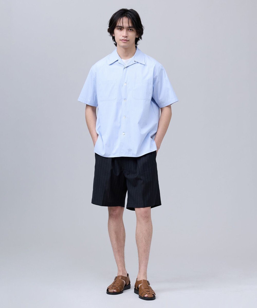 J.PRESS MEN 【J.PRESS ORIGINALS】Broad Stripe Open Half Sleeve Shirt / Baggy-Fit 