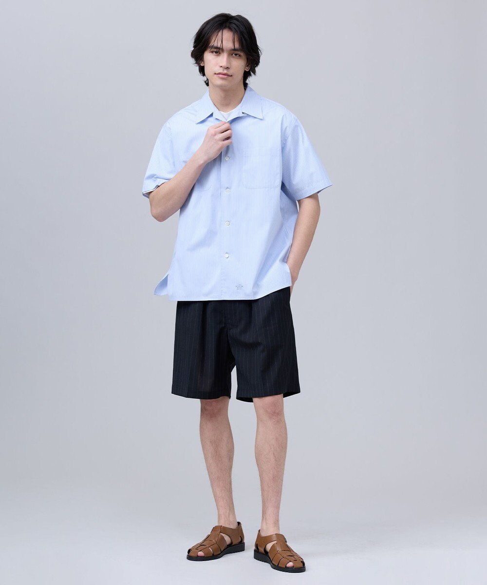J.PRESS MEN 【J.PRESS ORIGINALS】Broad Stripe Open Half Sleeve Shirt / Baggy-Fit 