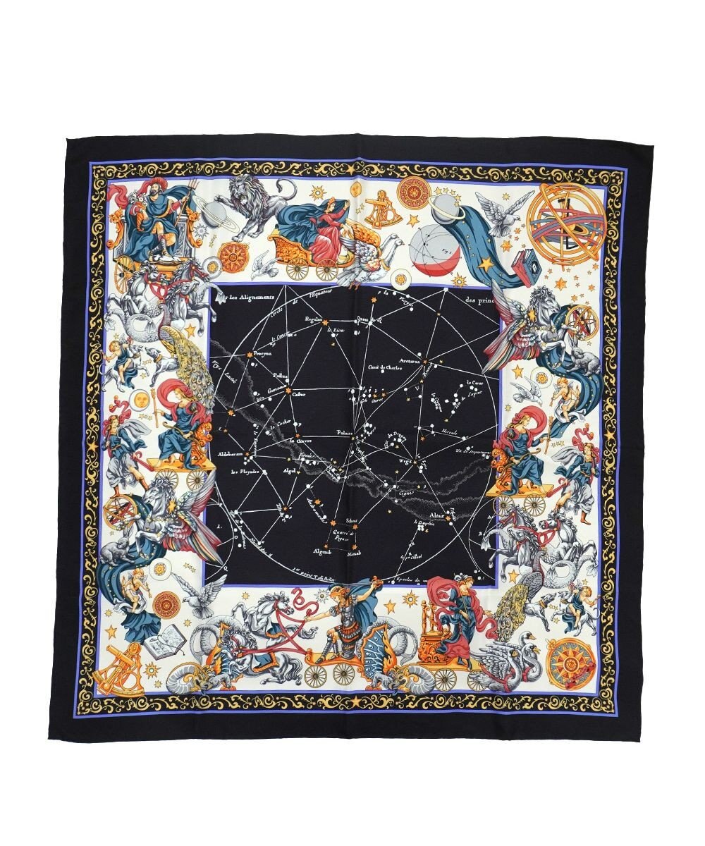 Marca ＜新柄！＞【伝統横濱スカーフ】星の神話 大判 シルクツイル スカーフ 