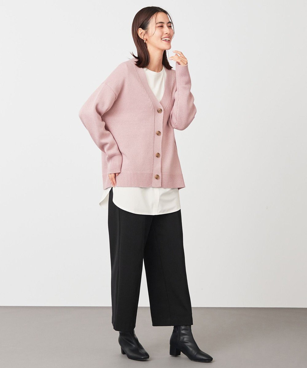 ANY 【洗濯機可】ラムウールVネック カーディガン 